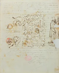 Letter with Drawing Sent to Balzac